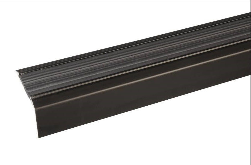 A38 46 x 30mm Anodised Aluminium Self Adhesive Non Slip Rubber Stair Nosing Edge Trim