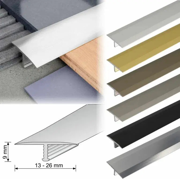 A56 26mm Anodised Aluminium Threshold Trim T Bar Transition Strip For Tiles Stair Nosing etc