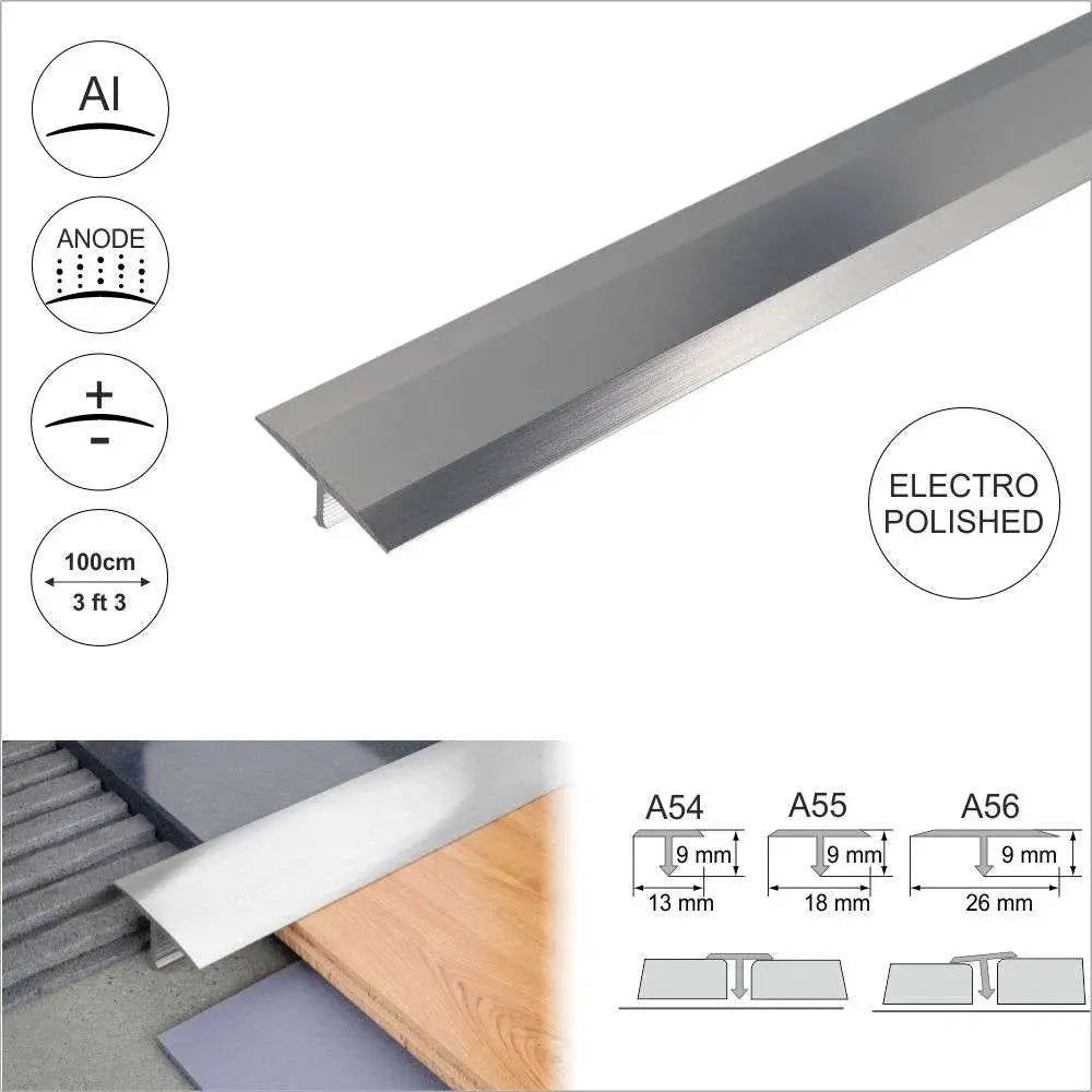 A56 26mm Anodised Aluminium Threshold Trim T Bar Transition Strip For Tiles Stair Nosing etc