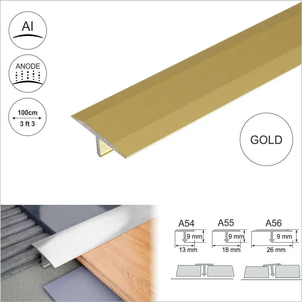 A56 26mm Anodised Aluminium Threshold Trim T Bar Transition Strip For Tiles Stair Nosing etc