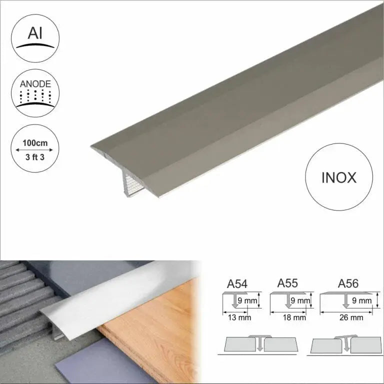 A56 26mm Anodised Aluminium Threshold Trim T Bar Transition Strip For Tiles Stair Nosing etc