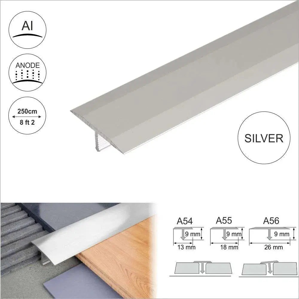 A56 26mm Anodised Aluminium Threshold Trim T Bar Transition Strip For Tiles Stair Nosing etc