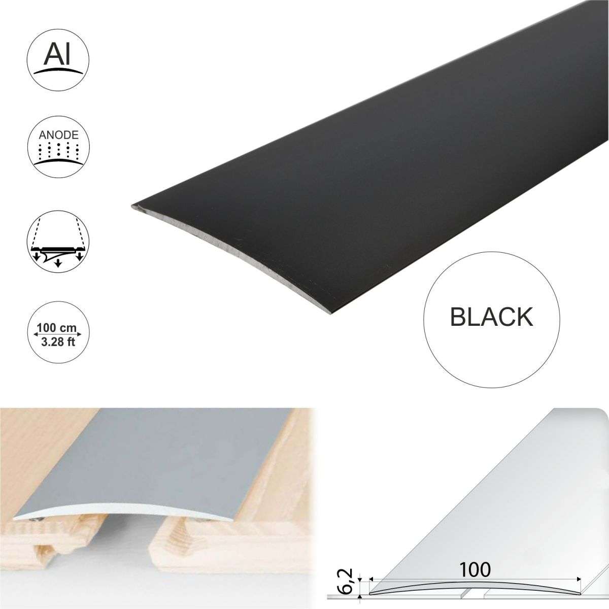 A72 100mm Anodised Aluminium Self Adhesive Door Threshold Strip