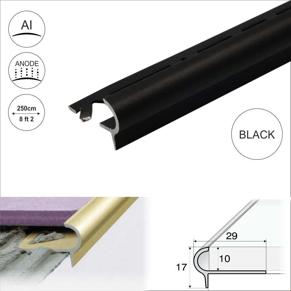 A80 29mm x 17mm x 10mm Stair Nosing Edge Trim Step Edging For Tiles Stair Nosing etc