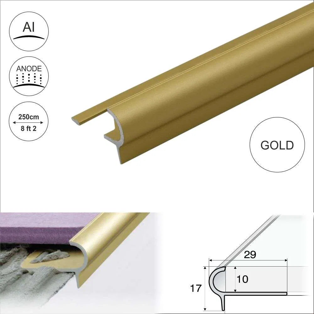 A80 29mm x 17mm x 10mm Stair Nosing Edge Trim Step Edging For Tiles Stair Nosing etc