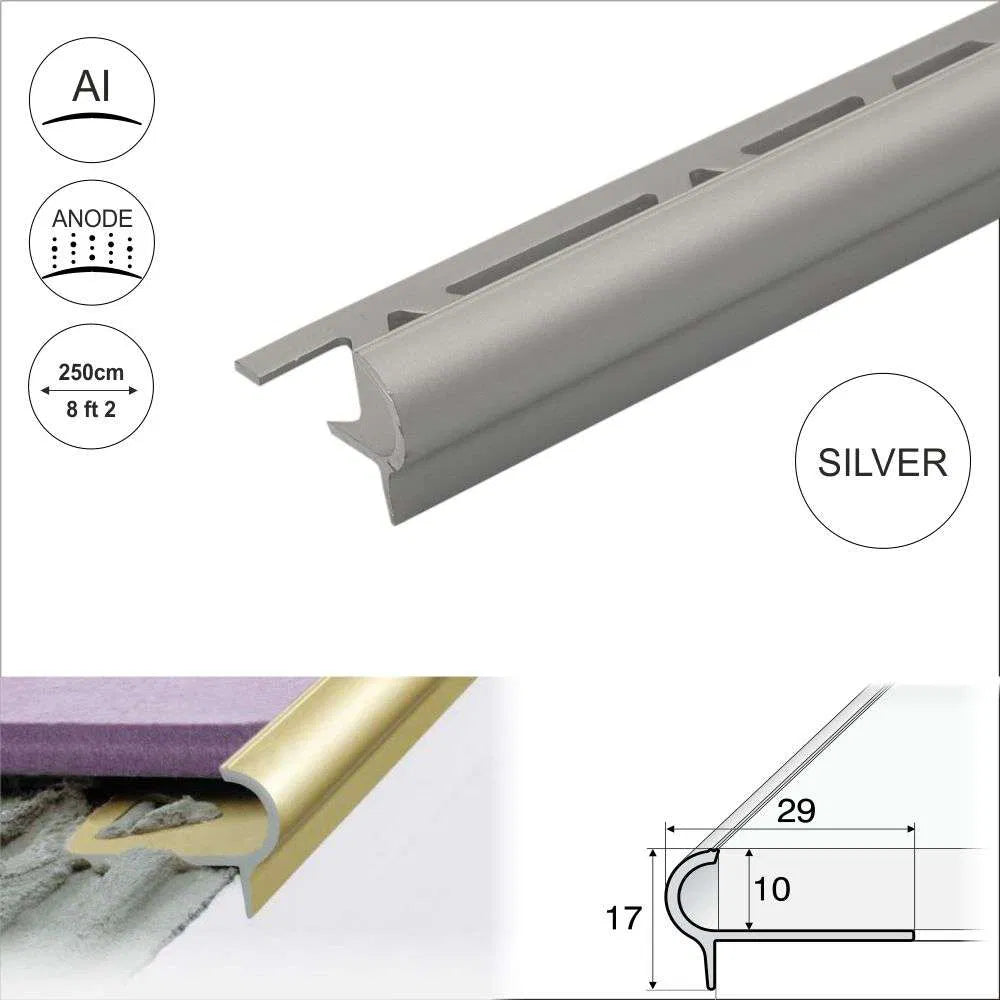 A80 29mm x 17mm x 10mm Stair Nosing Edge Trim Step Edging For Tiles Stair Nosing etc