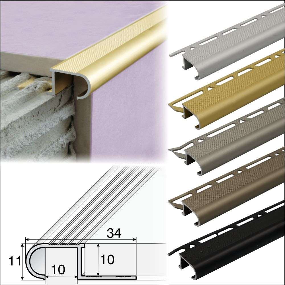 A80 29mm x 17mm x 10mm Stair Nosing Edge Trim Step Edging For Tiles Stair Nosing etc