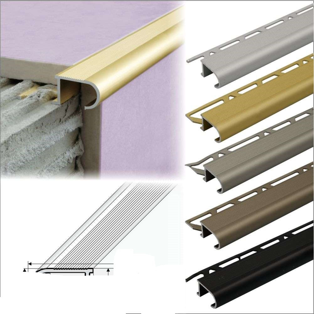 A81 34mm x 11mm x 10mm Aluminium Stair Nosing Edge Trim Step Edging for Tiles