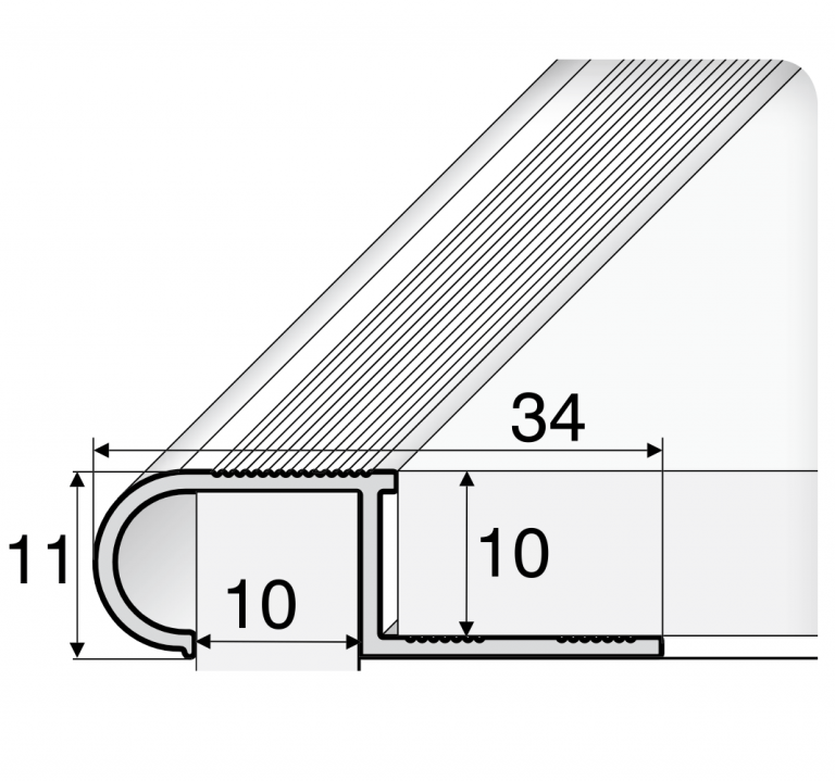 A80 29mm x 17mm x 10mm Stair Nosing Edge Trim Step Edging For Tiles Stair Nosing etc