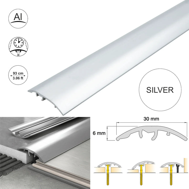 Aluminium Door Threshold Strip 30mm 4-in-1 Multi-Purpose Floor Trim