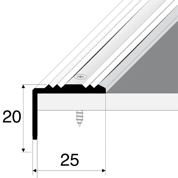 Aluminium Stair Nosing 25x20mm Anti-Slip Edge Protector S02