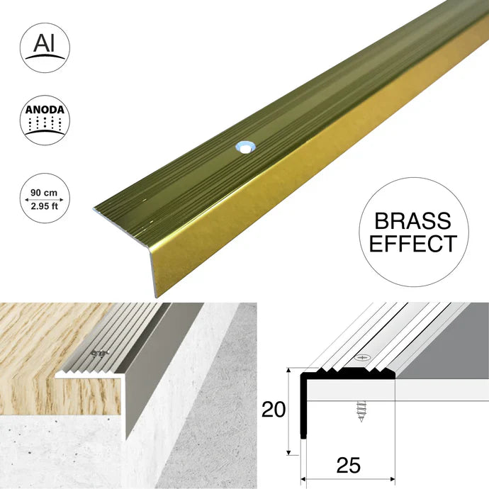 Aluminium Stair Nosing 25x20mm Anti-Slip Edge Protector S02