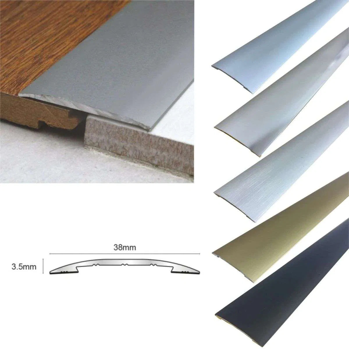 CAS 38mm Self Adhesive Euro Cover Strip Wood Vinyl Tile Door Bar Threshold Trim Stair Nosing etc