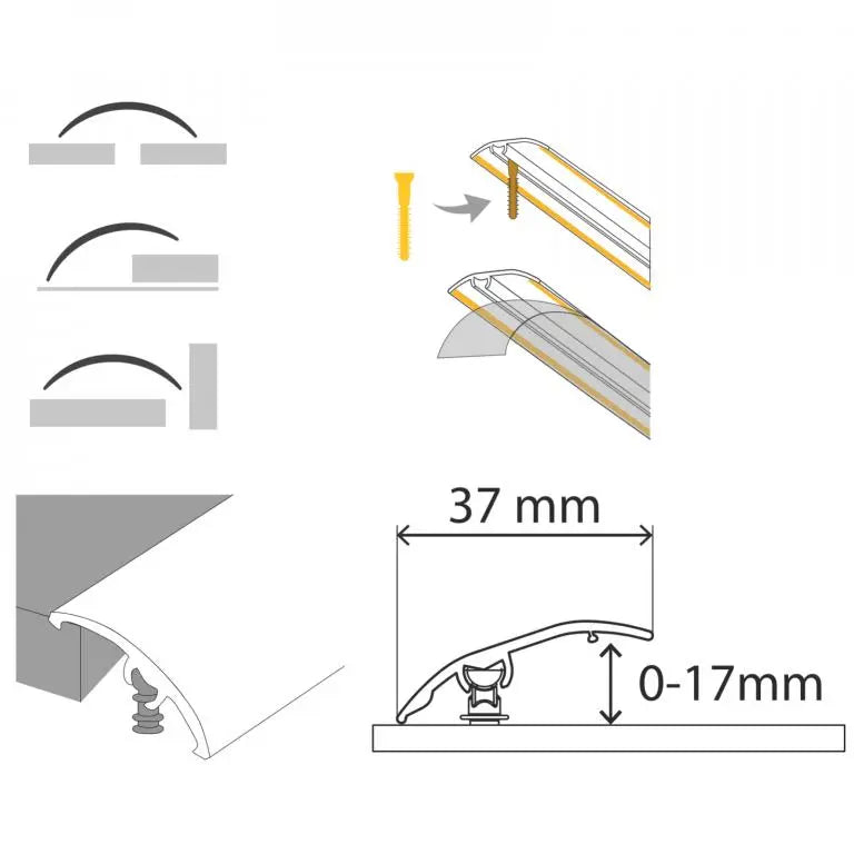 S16 Aluminium Door Bar floor Trim Threshold Cover Strip T bar Adjustable Stair Nosing etc