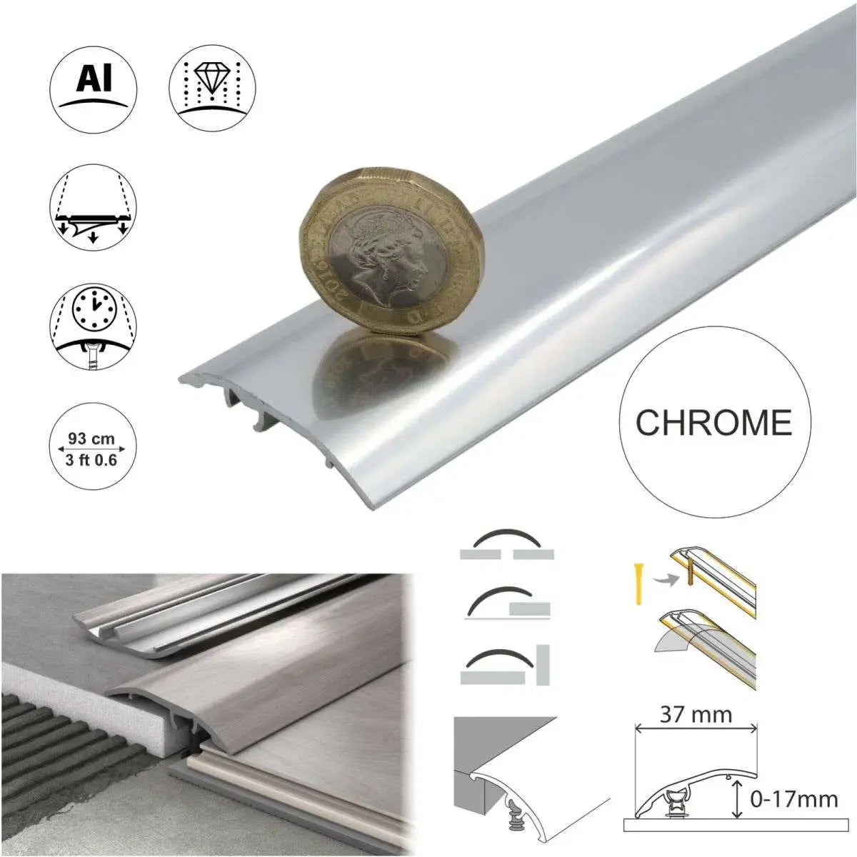 S16 Aluminium Door Bar floor Trim Threshold Cover Strip T bar Adjustable Stair Nosing etc