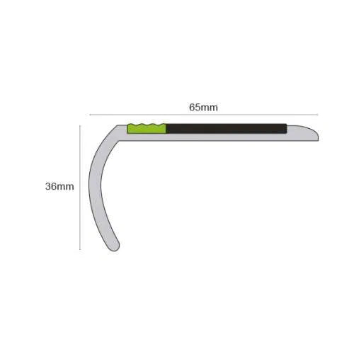 ASB 65 x 36mm Non Slip Tredsafe Aluminator® Slimline PVC Stair Nosing Stair Nosing etc