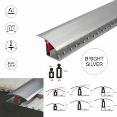 TTG 40mm Aluminium door Threshold Strip Adjustable Height/Pivots Easy clip Carpet Stair Nosing etc