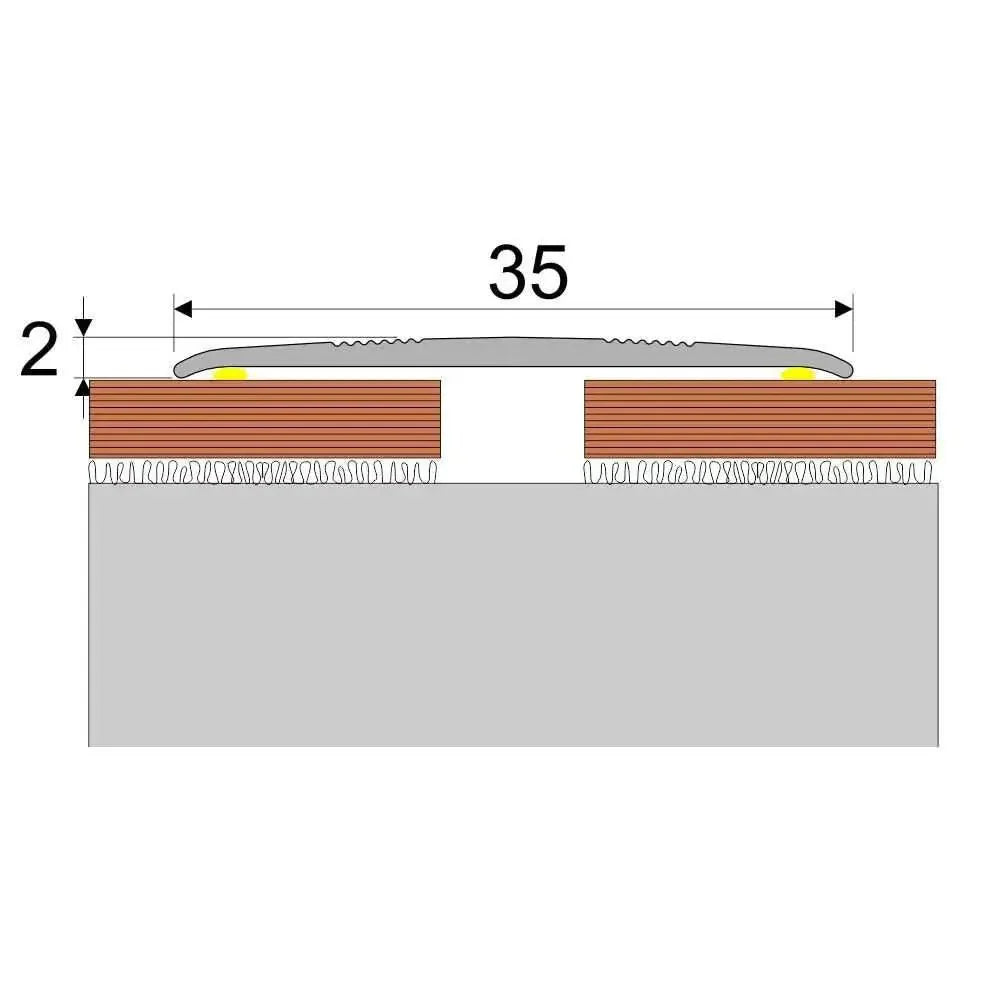 A08 35mm Aluminium Wood Effect Flat Self Adhesive Door Threshold Strip - Company