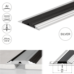 A10 50mm Anodised Aluminium Flat Non Slip Door Threshold Strip