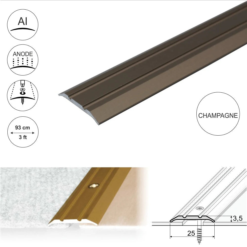 A12 25mm Anodised Aluminium Flat Door Threshold Strip - Company