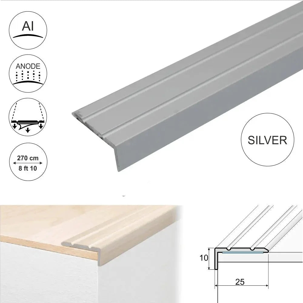 A31 25 x 10mm Anodised Aluminium Self Adhesive Stair Nosing Edge Trim - Company