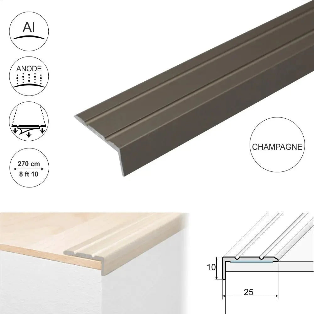 A31 25 x 10mm Anodised Aluminium Self Adhesive Stair Nosing Edge Trim - Company