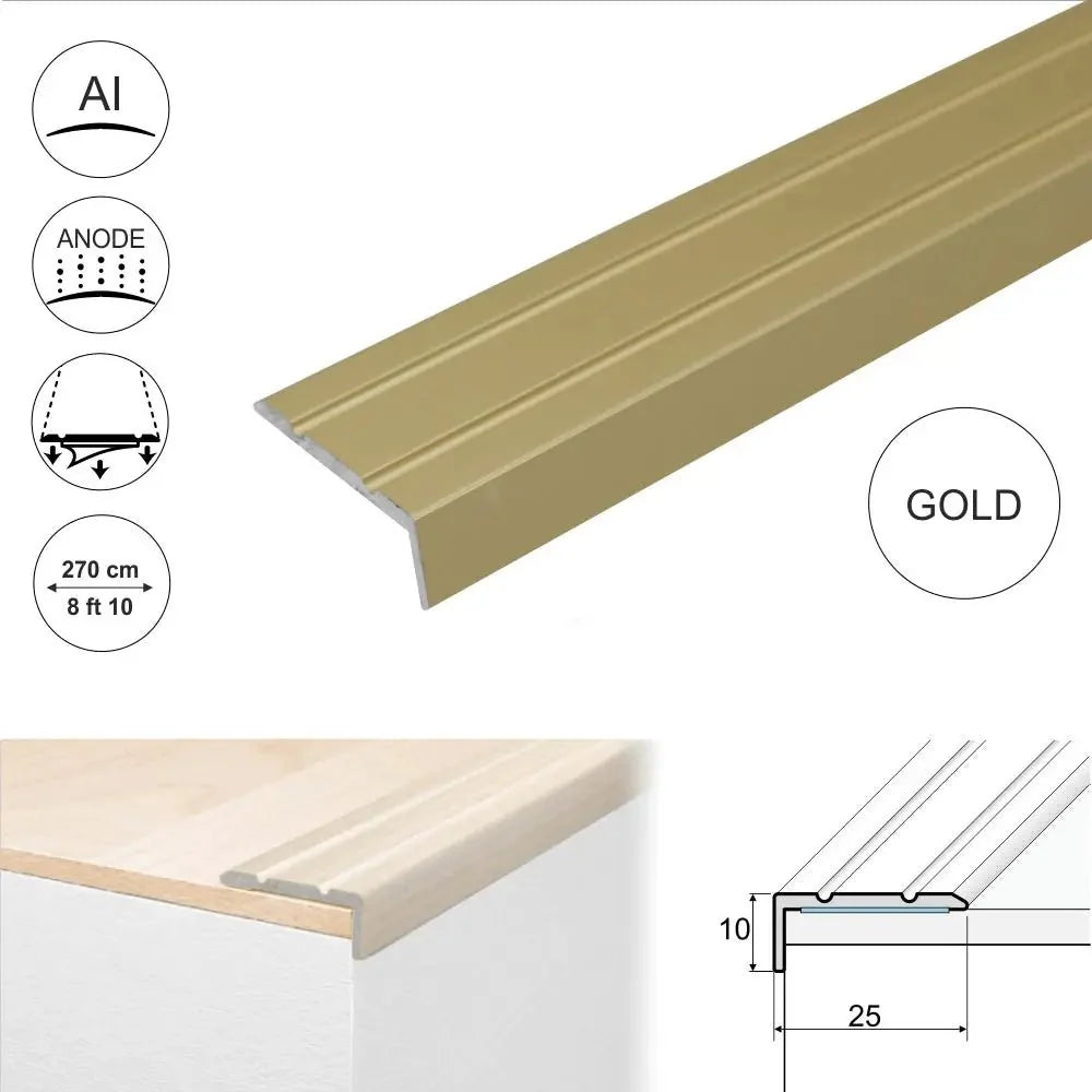 A31 25 x 10mm Anodised Aluminium Self Adhesive Stair Nosing Edge Trim - Company