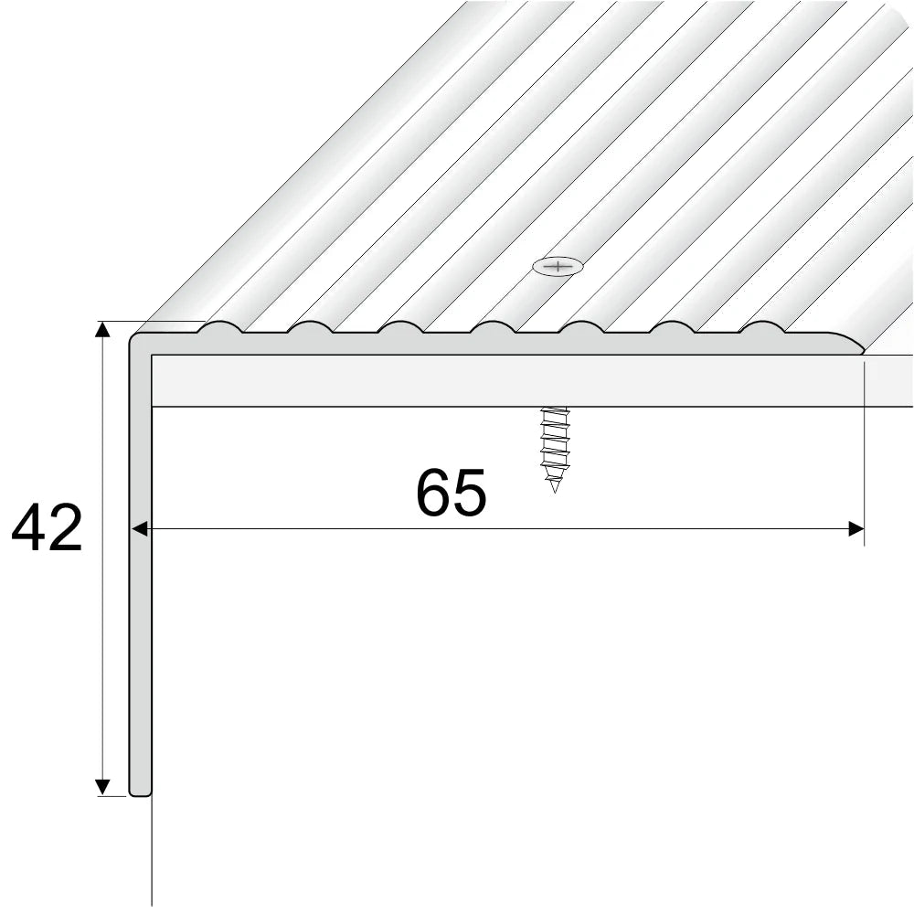 A32 65 x 42mm Anodised Aluminium Non Slip Ribbed Treads Stair Nosing Edge Trim - Company