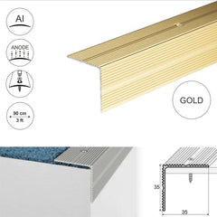 A34 35 x 35mm Anodised Aluminium Self Adhesive Non Slip Ribbed Treads Stair Nosing Edge Trim Stair Nosing etc