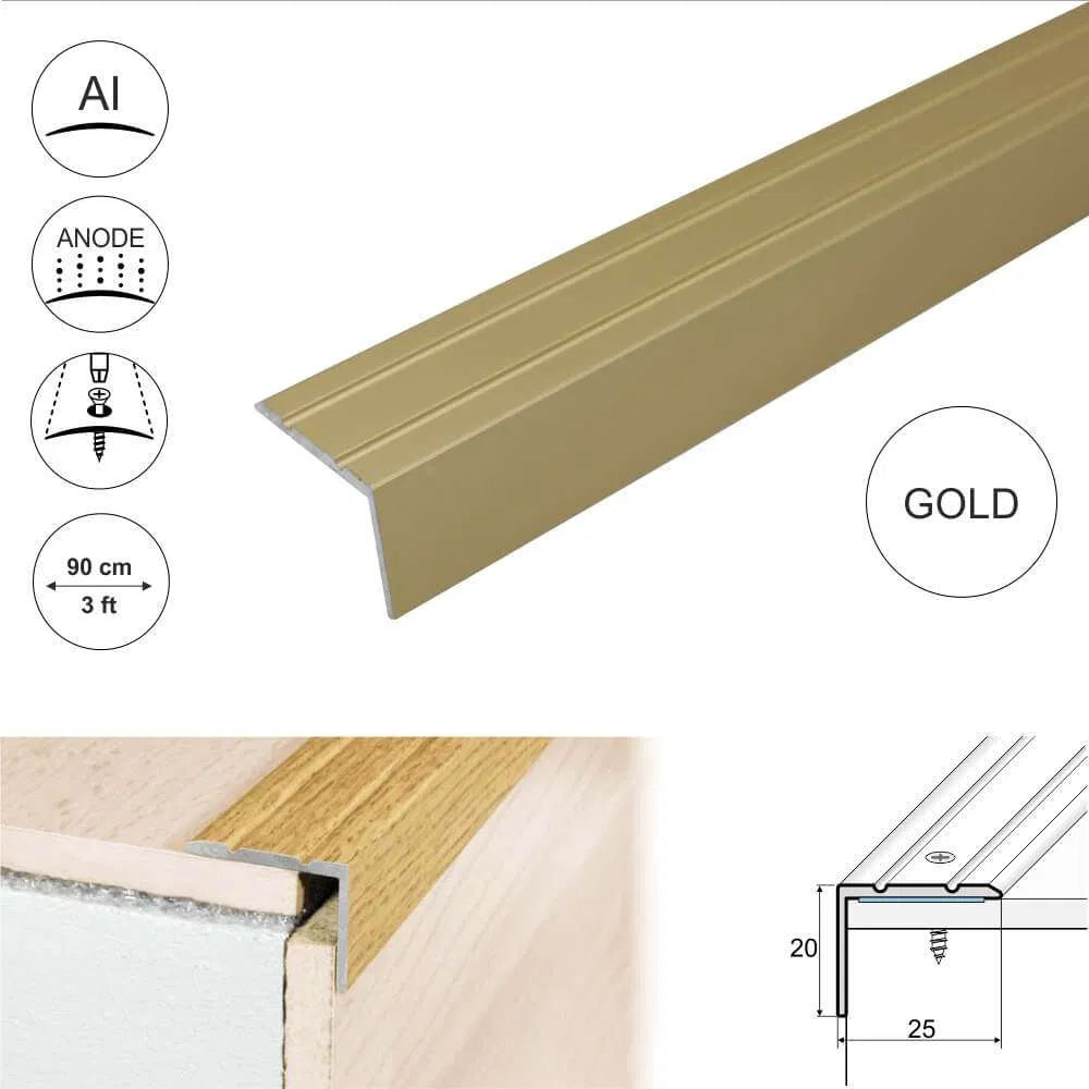 A36 25 x 20mm Anodised Aluminium Self Adhesive Stair Nosing Edge Trim Stair Nosing etc