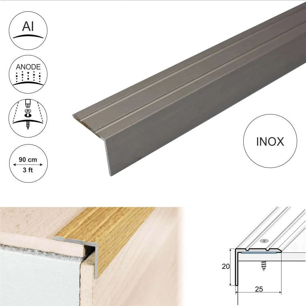 A36 25 x 20mm Anodised Aluminium Self Adhesive Stair Nosing Edge Trim Stair Nosing etc