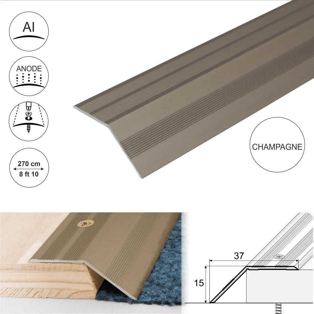A39 37mm Anodised Aluminium Door Threshold Ramp Profile Stair Nosing etc