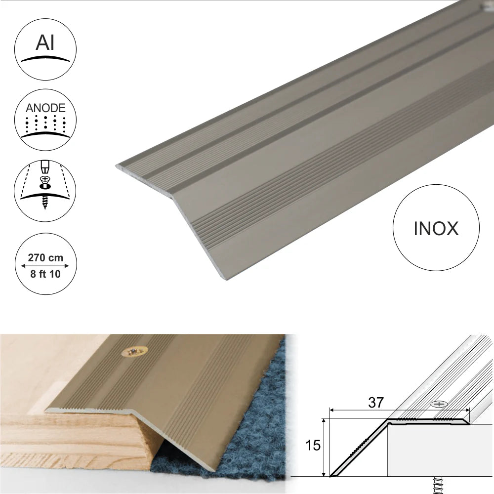A39 37mm Anodised Aluminium Door Threshold Ramp Profile Stair Nosing etc