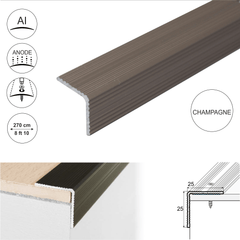 A40 25 x 25mm Anodised Aluminium Non Slip Ribbed Treads Stair Nosing Edge Trim
