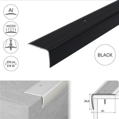 A42 41 x 26.6mm Anodised Aluminium Non Slip Ribbed Treads Stair Nosing Edge Trim Stair Nosing etc