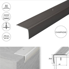 A42 41 x 26.6mm Anodised Aluminium Non Slip Ribbed Treads Stair Nosing Edge Trim Stair Nosing etc