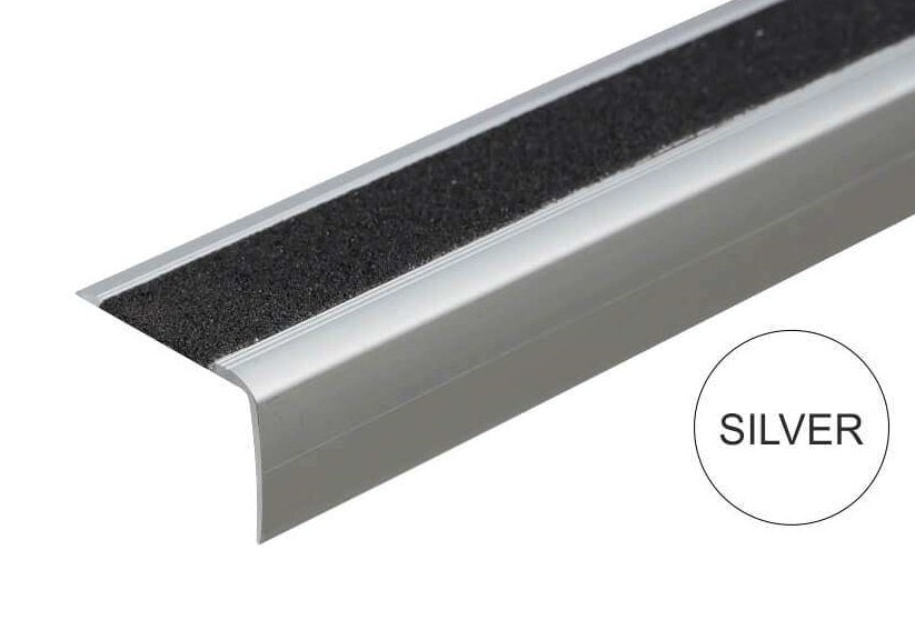A44 41 x 26.6mm Anodised Aluminium Non Slip Stair Nosing Edge Trim with Non Slip Tape