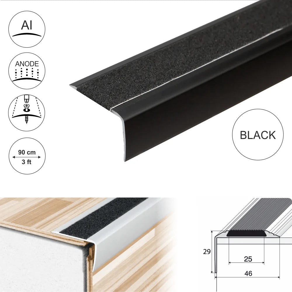 A44 41 x 26.6mm Anodised Aluminium Non Slip Stair Nosing Edge Trim With Tape Stair Nosing etc