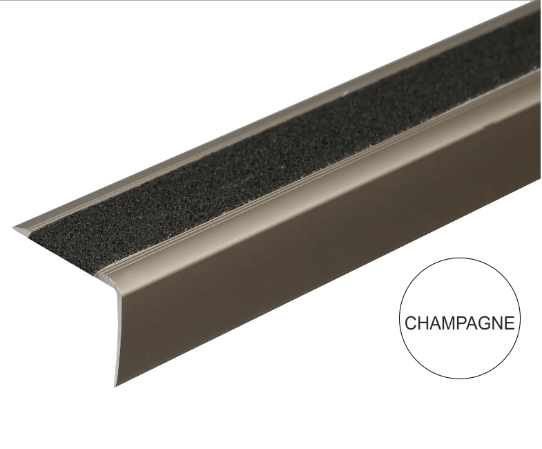 A44 41 x 26.6mm Anodised Aluminium Non Slip Stair Nosing Edge Trim with Non Slip Tape