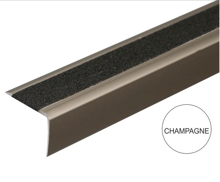 A44 41 x 26.6mm Anodised Aluminium Non Slip Stair Nosing Edge Trim with Non Slip Tape