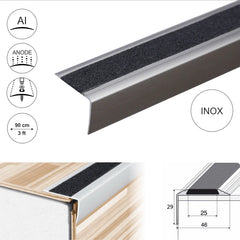 A44 41 x 26.6mm Anodised Aluminium Non Slip Stair Nosing Edge Trim With Tape Stair Nosing etc