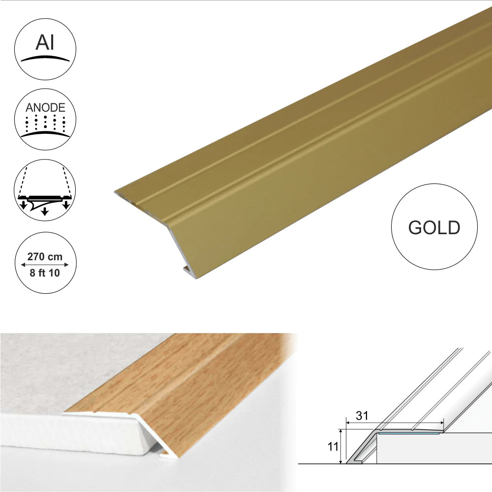 A45 31mm Anodised Aluminium Self Adhesive Door Threshold Ramp Profile Stair Nosing etc