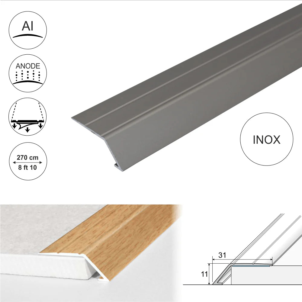 A45 31mm Anodised Aluminium Self Adhesive Door Threshold Ramp Profile Stair Nosing etc