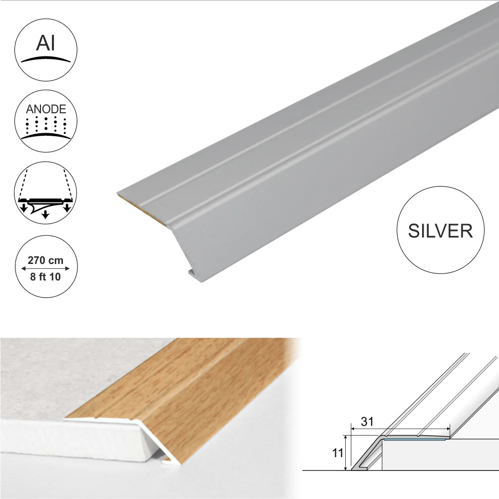 A45 31mm Anodised Aluminium Self Adhesive Door Threshold Ramp Profile Stair Nosing etc