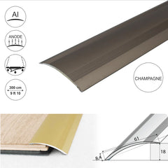 A49 61mm Anodised Aluminium Self Adhesive Door Threshold Ramp Profile Stair Nosing etc