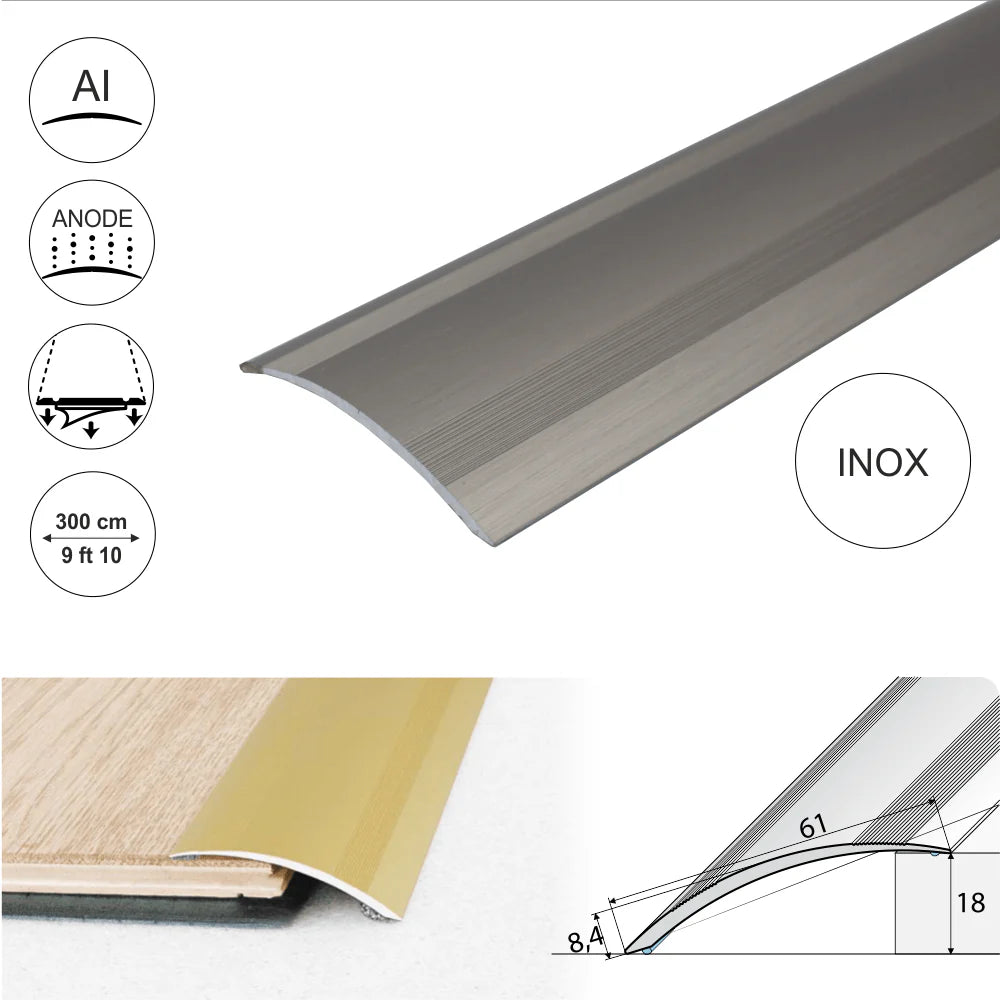 A49 61mm Anodised Aluminium Self Adhesive Door Threshold Ramp Profile Stair Nosing etc