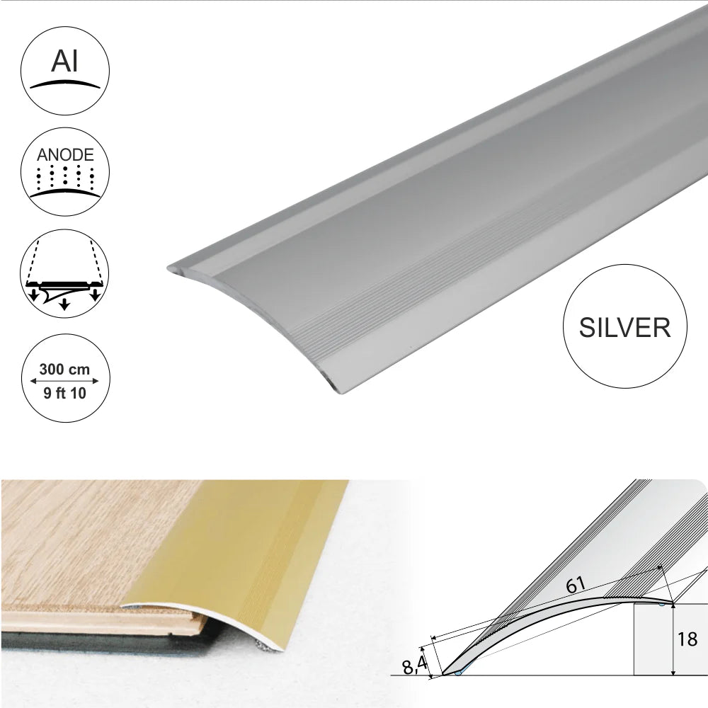 A49 61mm Anodised Aluminium Self Adhesive Door Threshold Ramp Profile Stair Nosing etc