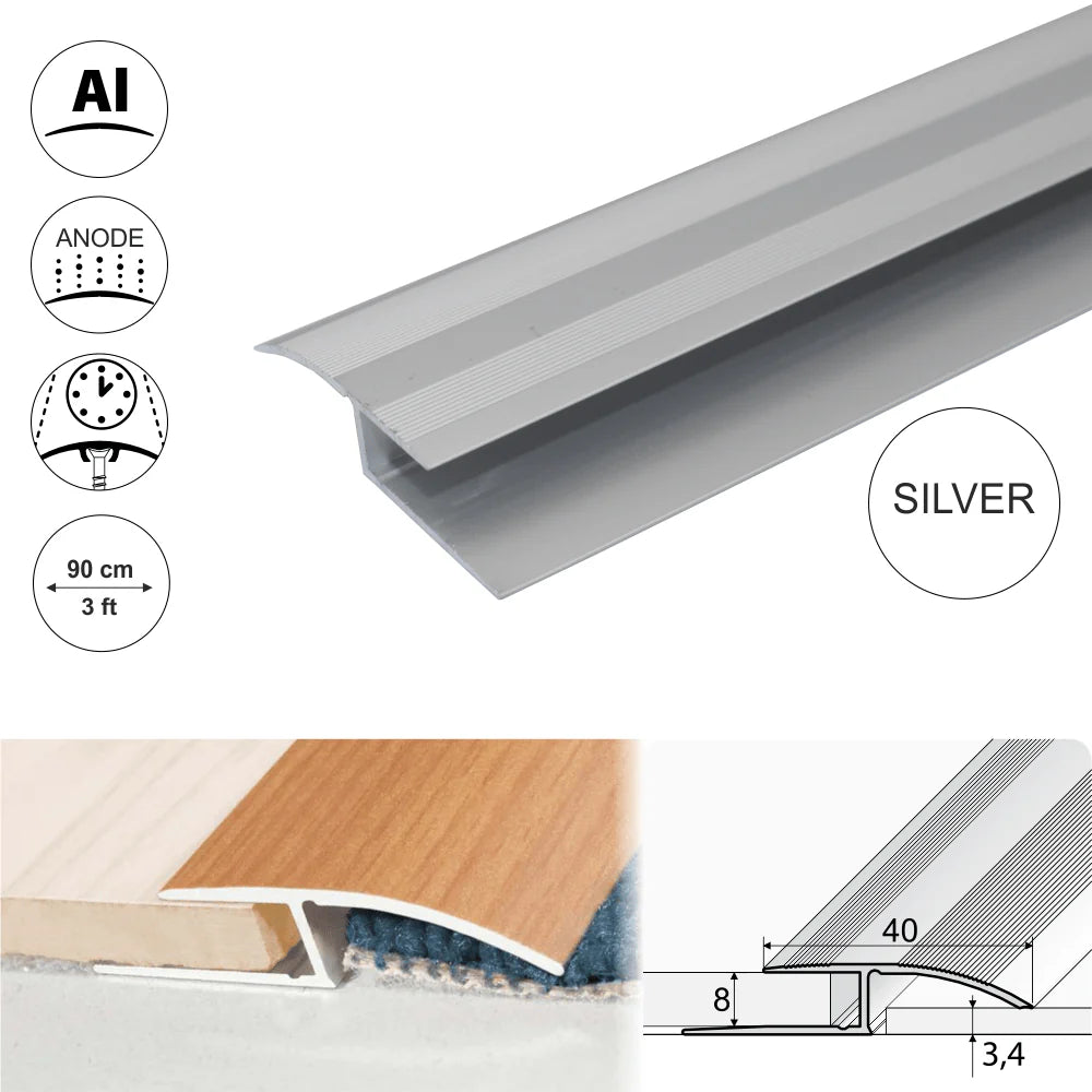 A62 40mm Anodised Aluminium Door Threshold Ramp Profile Stair Nosing etc