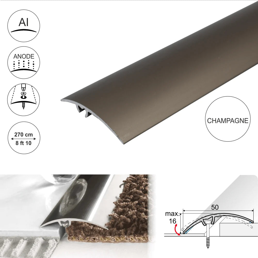 A65 50mm Anodised Aluminium Door Threshold Strip Stair Nosing etc