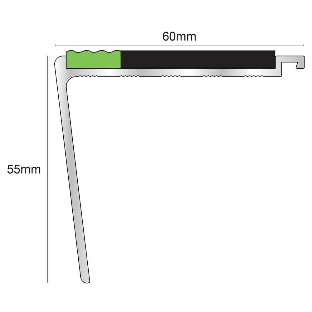 AHD24 60 x 55mm DDA Compliant Non Slip Stair Nosing Stair Nosing etc